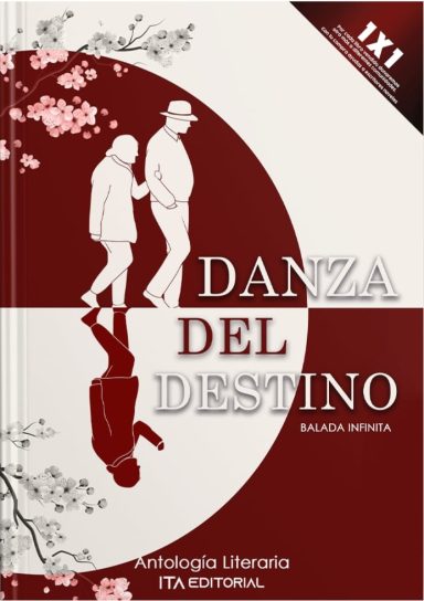 Portada del libro "Danza del destino" con ilustraciones de flores y una pareja caminando.